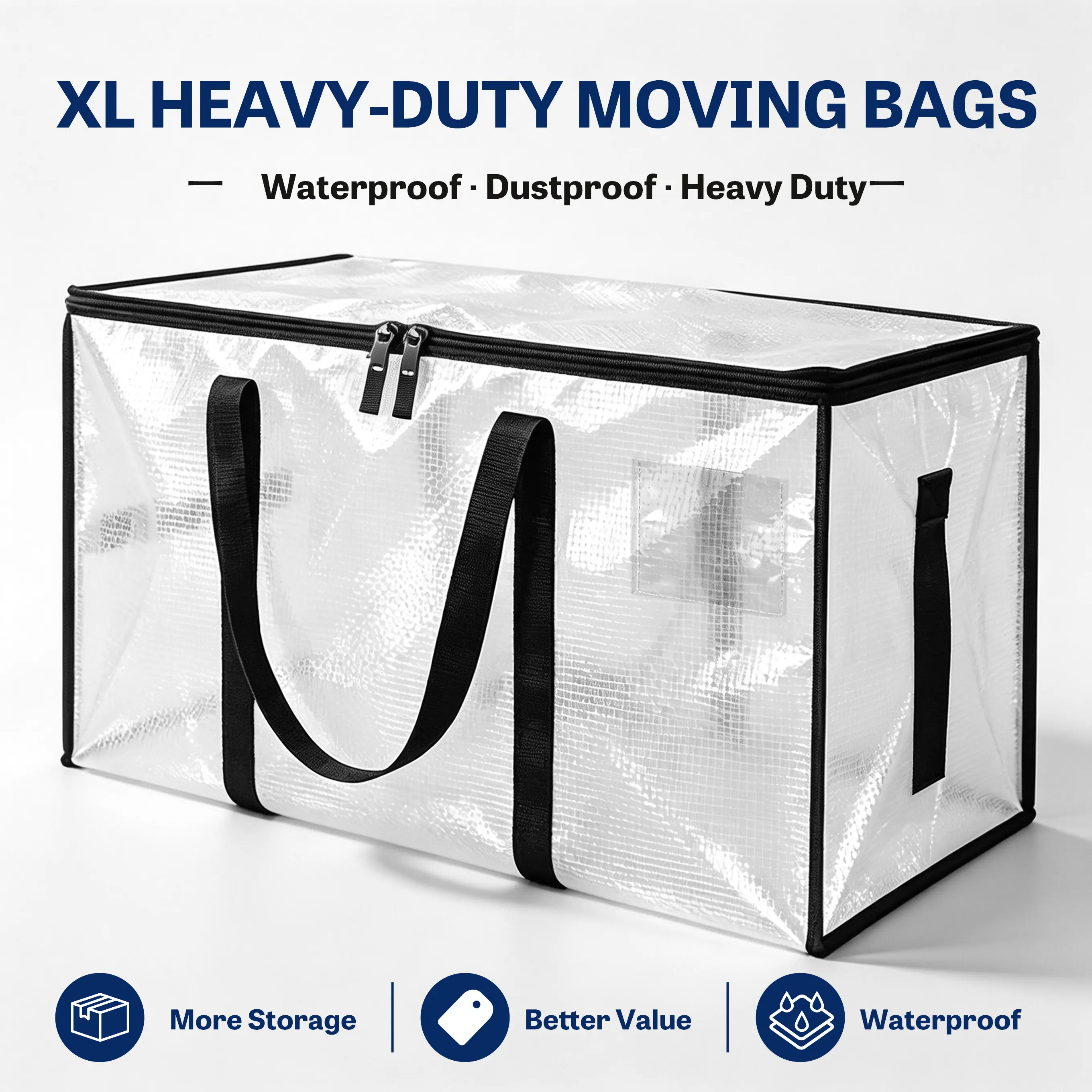 6-Pack Large-Capacity Transparent Heavy-Duty Nylon Foldable Rectangular Storage Boxes with Hinged Lids – Sturdy Home Storage Organizers for Travel, Apartments & Home Organization