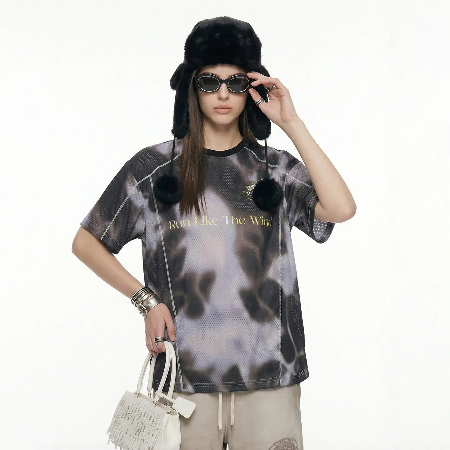 inflation Men's Streetwear T-Shirt with Digital Print and Color Block Splicing, Shortsleeve Fashion Menswear