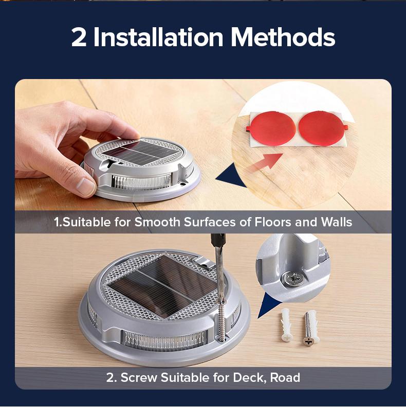 Solar Driveway Lights Outdoor, RGB Color Solar Deck & Dock Lights, IP68 Waterproof, 3 Dynamic Light Modes for Driveway, Walkway, Garden & Step