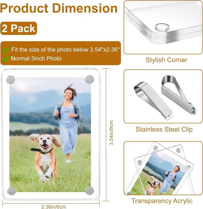 JOYTUTUS 2-Pack Magnetic Mount Sun Visor Photo Clips - Durable Acrylic Display Frames, Car Organization Accessories, No Drilling Auto Interior Decor, Gifts for Him Cool Car Stuff