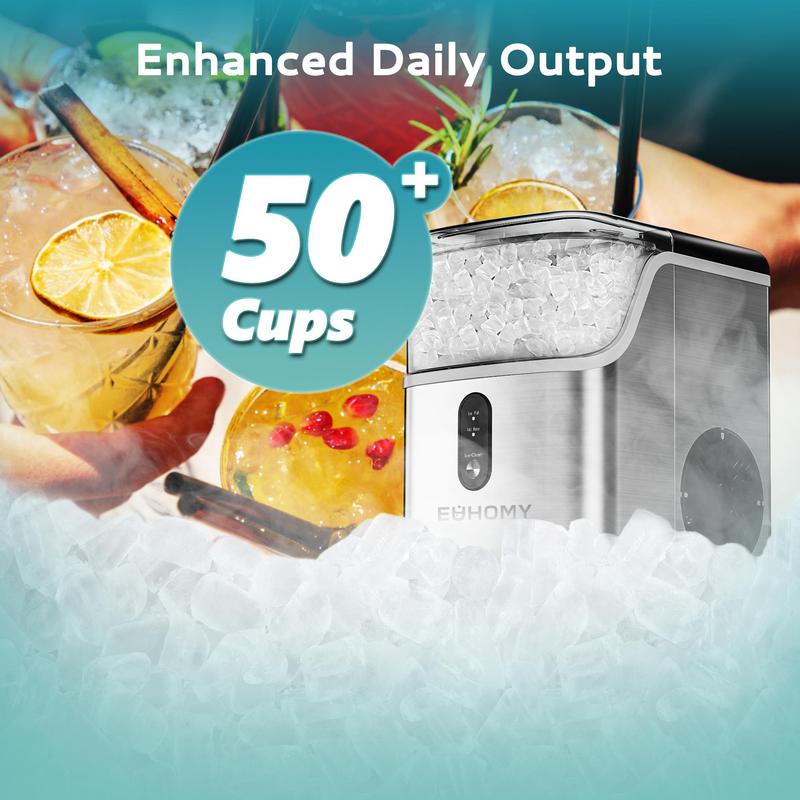 EUHOMY Nugget Ice Makers Countertop, Pebble Ice Maker Machine with 35lbs/24H&33lbs/24H Soft Ice, Self-Cleaning Sonic Ice Maker with Ice Scoop&Basket,  Utensils, Pellet Ice Maker for Home/Kitchen/Office