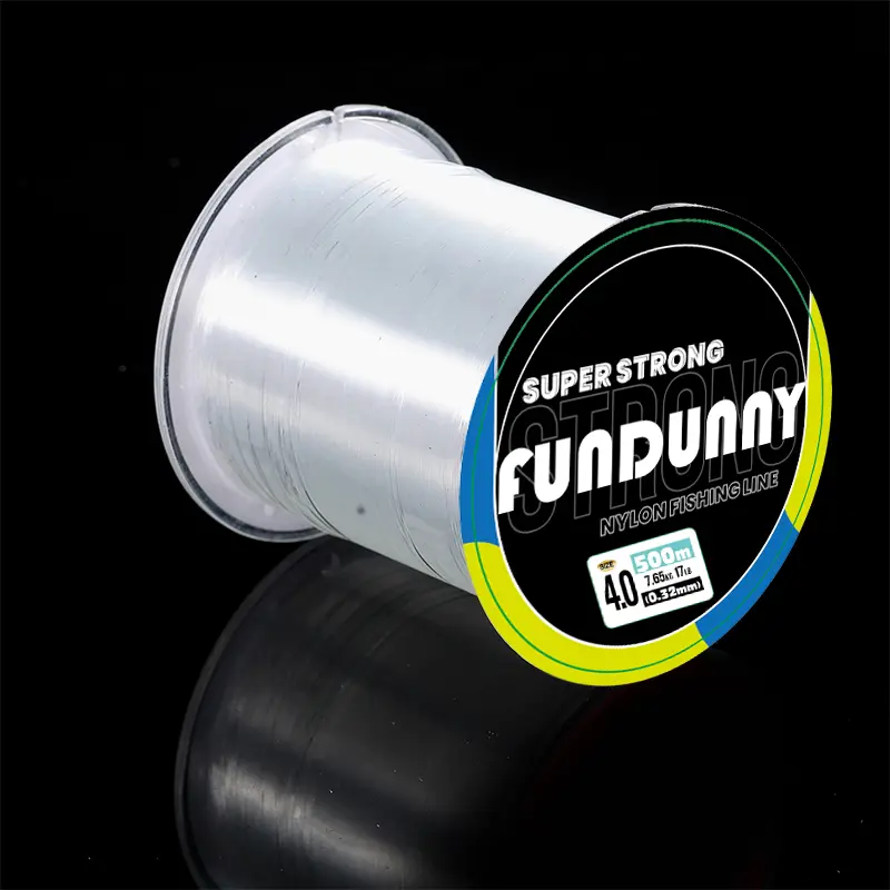 FUNDUNNY Professional Fishing Line 500m White Size 4 - Original Nylon with Fluorocarbon Coating - Suitable for Various Saltwater and Freshwater Fishing Applications