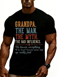 Mens Vintage Grandpa The Man The Myth The Bad Influence Gifts Dad T-Shirt