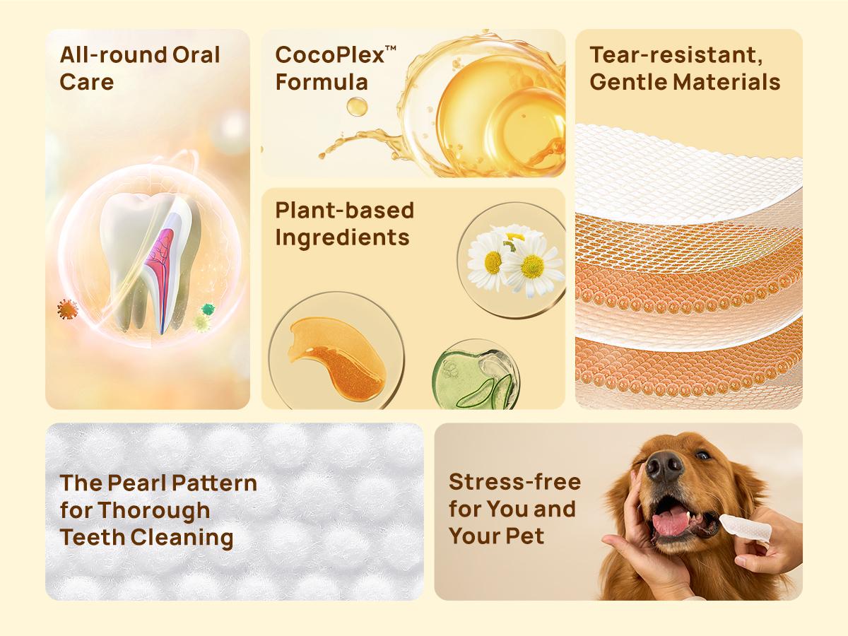 【SpringGlowUp】HICC PET Dog&Cat Teeth Cleaning Finger Wipes for Pets:Prevent pet tooth decay and prolong pet life Gentle non-irritating freshens breath whitens gums and strengthens teeth Made with all-natural coconut oil #petlife Cleaner