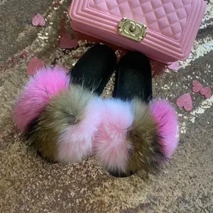 Girly Faux fur Slippers - Valentine Edition Slide Flipflop Footwear Girl