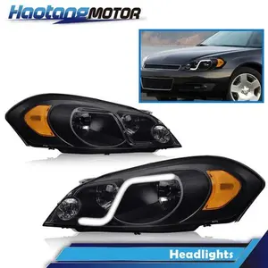 CROSSDESIGN FIT FOR 2006-2016 CHEVY IMPALA /06-07 MONTE CARLO LED DRL HEADLIGHTS BLACK/AMBER