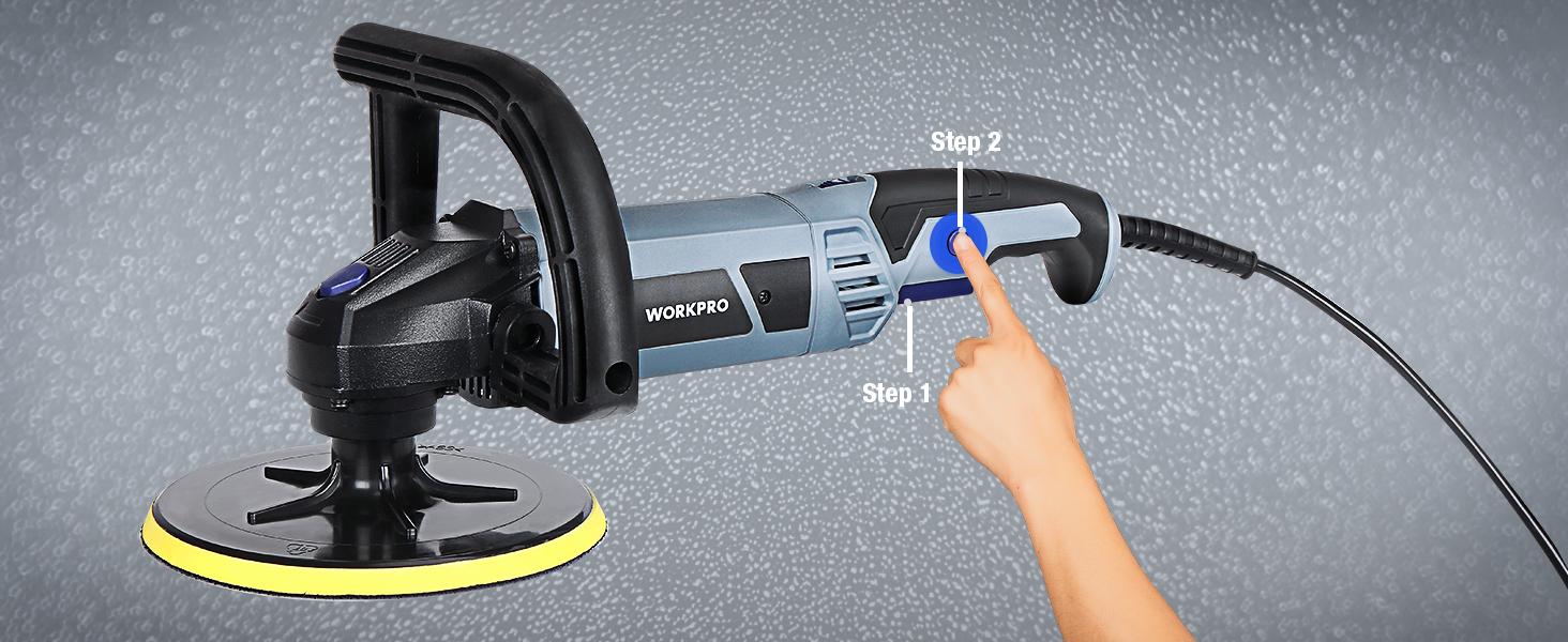 #JumpstartSale WORKPRO Buffer Polisher - 7-inch Car Buffer Waxer with 4 Buffing and Polishing Pads, 6 Variable Speed 1000-3800 RPM, Detachable Handle, Ideal for Car Detailing, Sanding, Polishing, Waxing