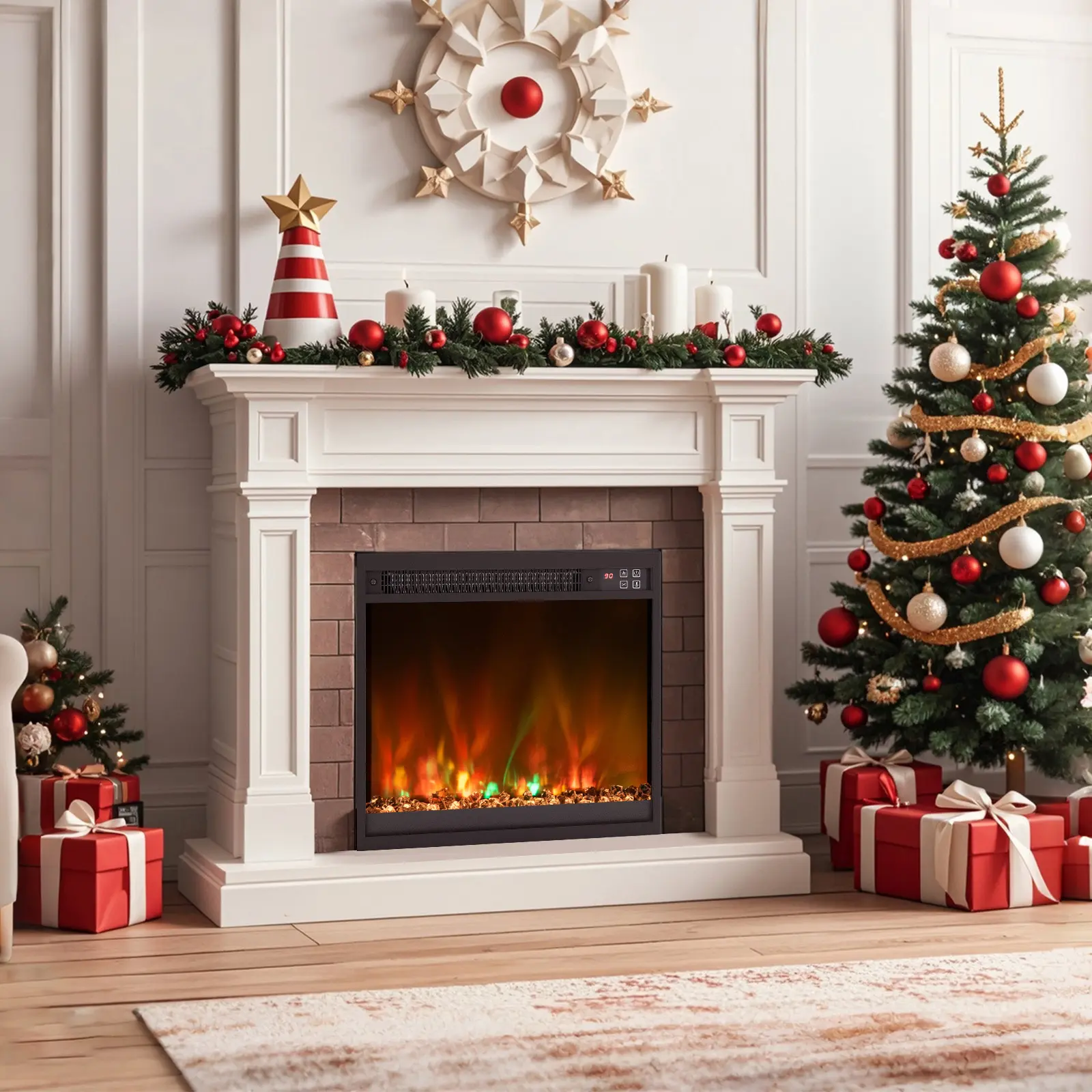 COSTWAY - 18/23/26 Inch 1500W Electric Fireplace Insert with Remote Control-18 inches