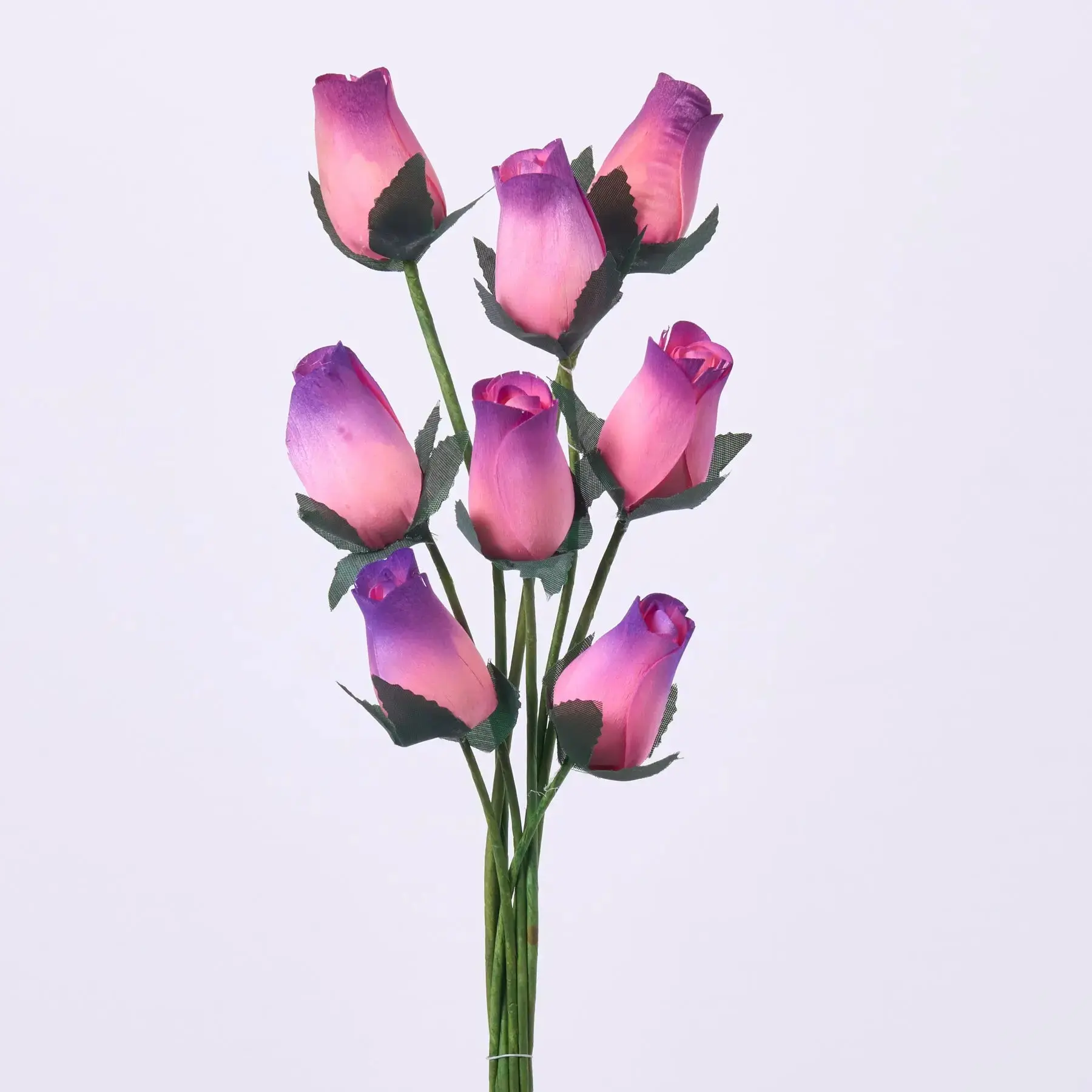 Wooden Closed Bud Rose Floral Decor Ornaments - 8-Piece Wired Stem Bundle Pack, 11 Color Options, Home Decor Gift for Home Supplies