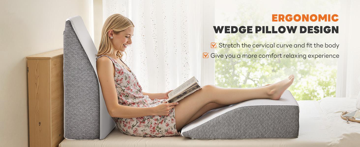 Wedge Pillow, Body Pillow for Sleep Apnea, Neck Pain Relief, Post Surgery, Sleeping Comfort, Acid Reflux, Heartburn, Back Pain Relief and Snoring