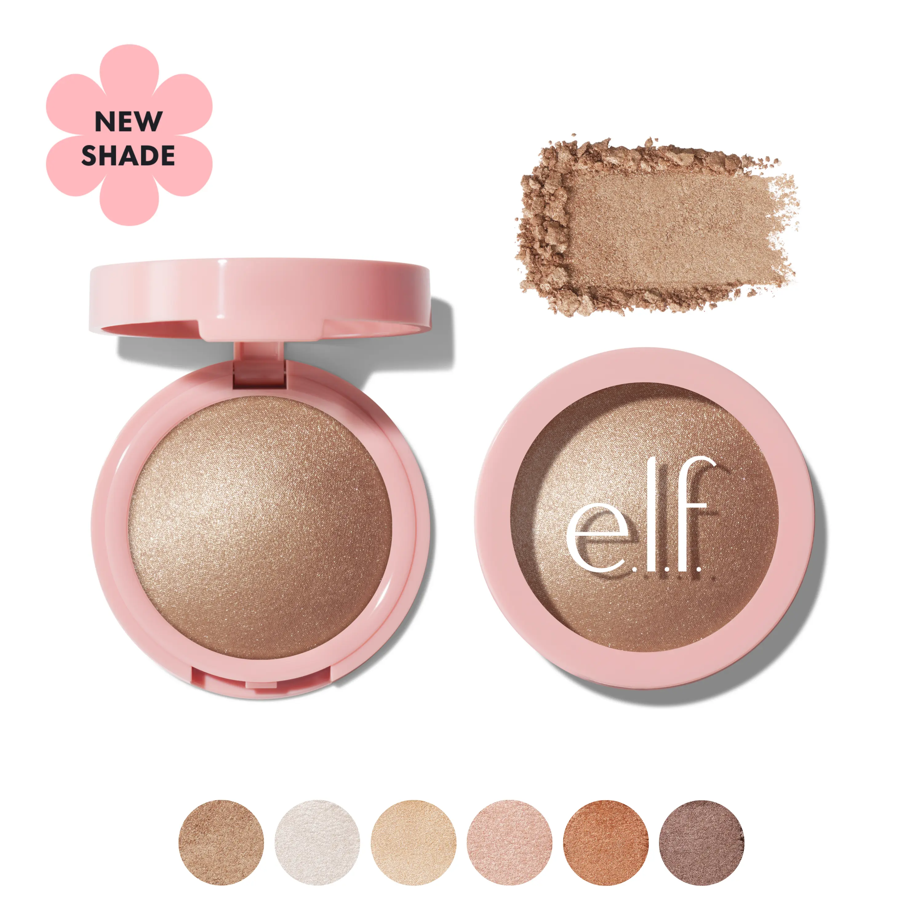 e.l.f. Halo Glow Powder Highlighter - Ultra-Silky Glass Skin Finish, Micro-Shimmer Blends Seamlessly, Crease & Cake Resistant, 5 shades