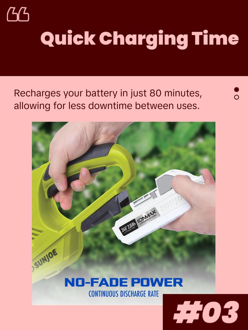 Snow Joe Lithium-ION Battery 2.0-Ah 24V | IONMAX Devices | Battery Management System | 3-Stage LED Display | 24VBAT-LTE CERTIFIED AUTHENTIC IONMAX 24-Volt*