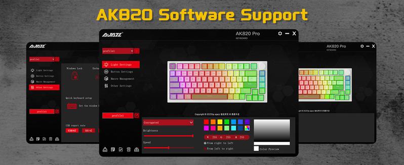 AJAZZ AK820 Wired Mechanical Switch Gaming Keyboard with Knob 75% Keyboard Hot Swappable Type-C Wired Gasket 5-Layer Noise Absorbing Foam LED Backlit NKRO Linear for PC/Win/Mac