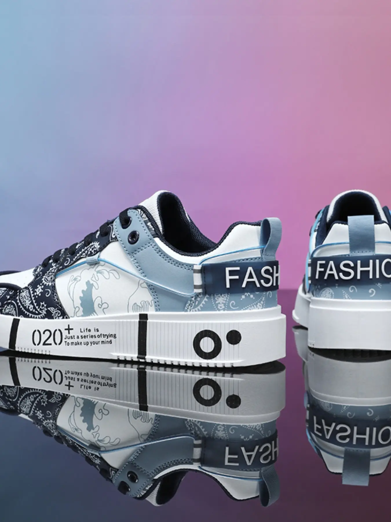 Men's Fashion Skate Shoes, Walnut Flower Graffiti Colorblock Trendy Sneakers, Breathable Anti-Slip Casual Sport Shoes, Student Street Style Flat Shoes, Versatile Sneakers