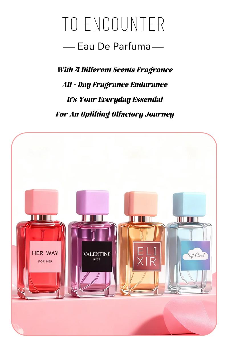 4-Piece Set, Women's Eau De Parfuma Spray Gift Box, Long Lasting Fragrance, 4 Different Flavor, Perfect For Holiday Gifts, Dating, Daily Life, Parties, 0.68 fl oz/bottle