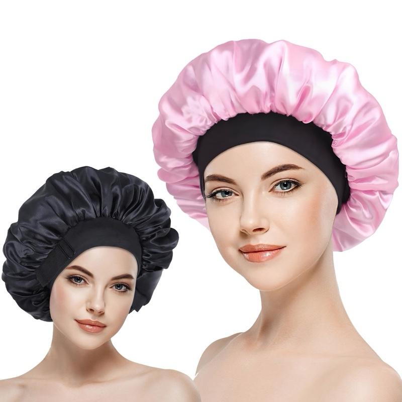 Double Layer Silk Bonnet for Haircare Soft Practical Sleeping Cap with Elastic Tie Band for Curly Natural Hair Comfortable Secure Fit Satin Bonnet for Hair Care Heatless
