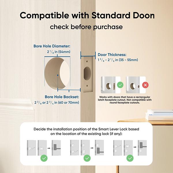 eufy Smart Lock C33, Keyless Fingerprint Door Lock with Handle, Integrated Wi-Fi, Remote Control via App, Biometric Entry Knob, Auto-Locking, IP53 Waterproof (2025 New Version)