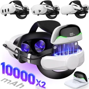 BEBONCOOL 10000mAh*2 Magnetic Battery Elite Strap for Meta Quest 2/3/3S Adjustable VR Headband with 6-8H Playtime Quick-Adjust Dial 45° Flip-Up Hinge Removable Cushions & Charging Cable