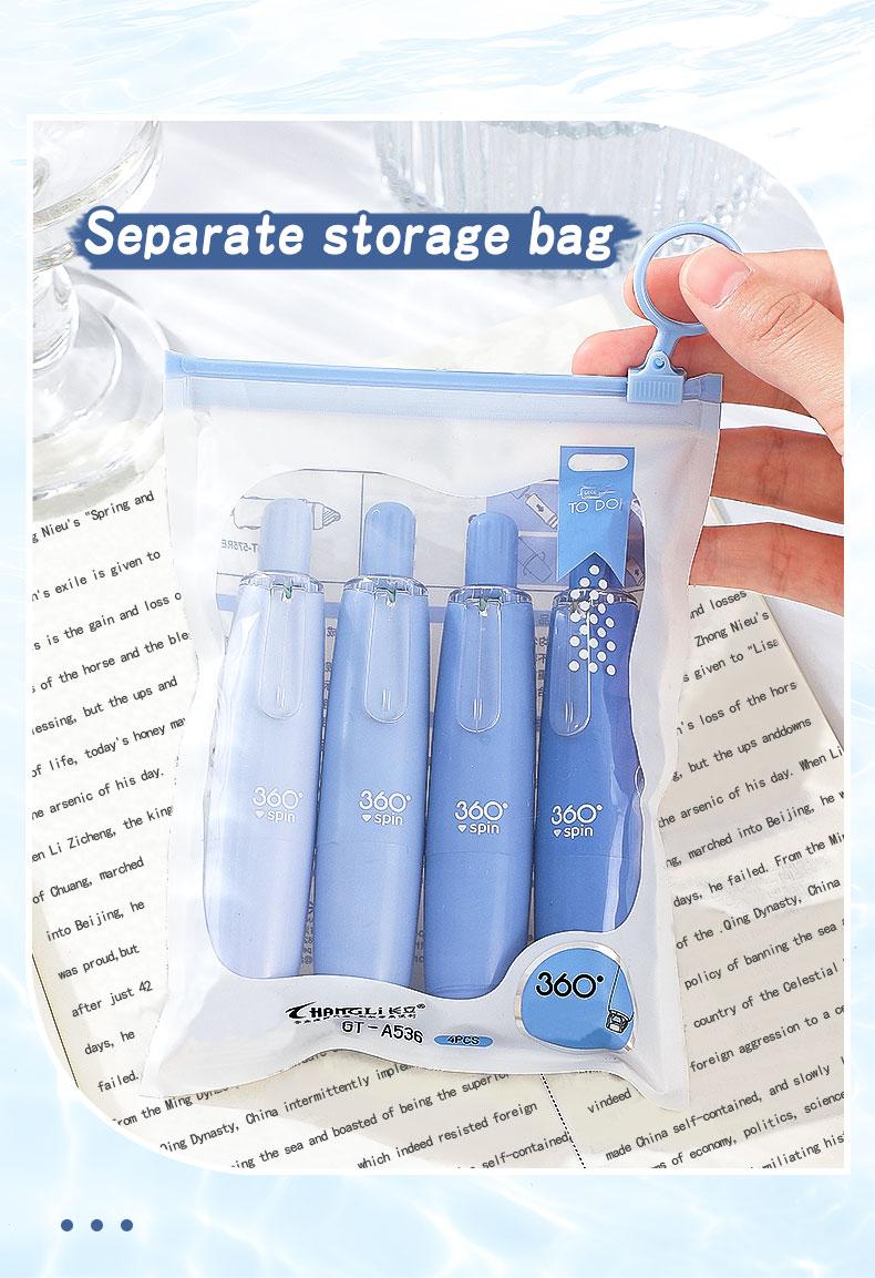 Double-sided tape pen, Greplaceable refills,Glue tape pen, dot-shape glue,4 main bodies + 6 refills, gradient color, perfectfor doing junk journal or school project