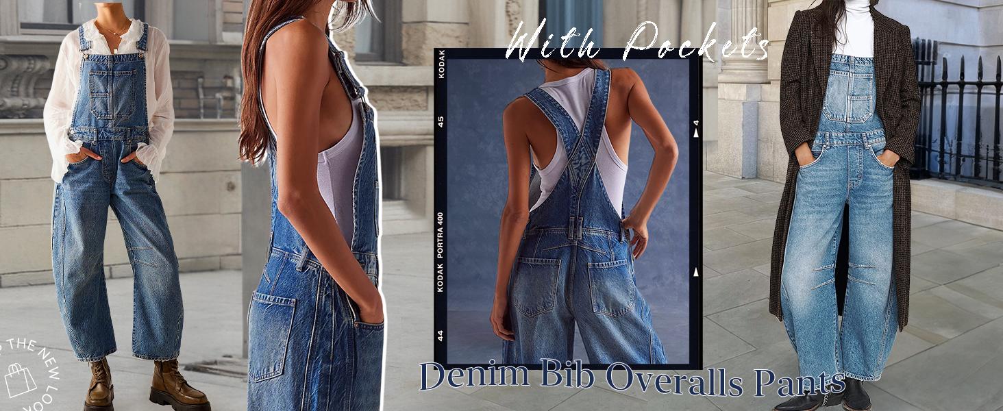 Chouyatou women's wide-leg denim overalls Y2k loose straight overalls jumpsuit SpringStatements Chouyatou women's wide-leg denim overalls Y2k loose straight overalls jumpsuit SpringStatements