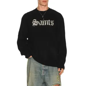 ALLSAINTS Saints Crew Sweater in Black & Chalk White