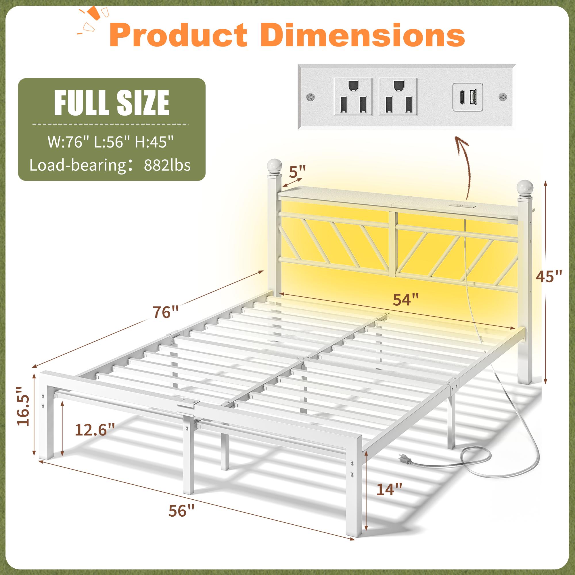 【880 lbs Capacity】Queen Size Metal Bed Frame with LED Lights,Sturdy Bed Frame with Headboard, NO MATTRESS Include,Under Bed Storage Space & Strong Metal Slats, Strong Metal Slats Support,Noise-Free, Easy Assembly,Black