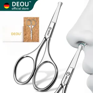 DEOU Round Nose Safety Scissors - Stainless Steel Multi-Use Trimmer for Nose Hair, Eyebrows, Beard & Pet Grooming