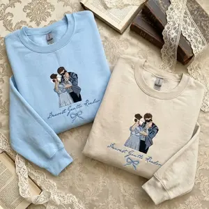 Embroidered Bridgerton Inspired Dearest Gentle Reader Sweatshirt, Regency Romance Shirt, Season 4 Pullover, Period Drama Cottagecore Sweater