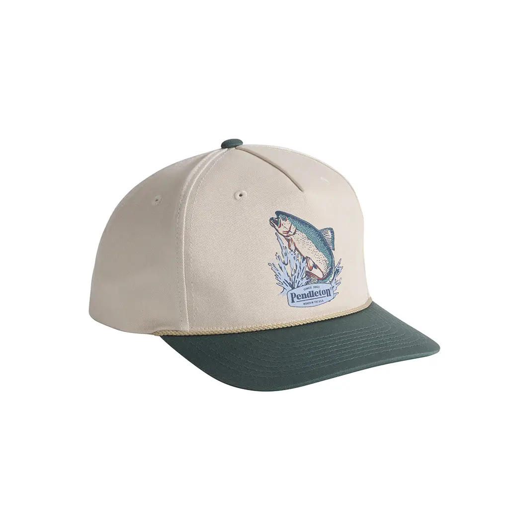 Pendleton Salmon Graphics Cotton Snapback Hat - Adjustable, Curved Brim Style, Casual Everyday Wear Birch Cap