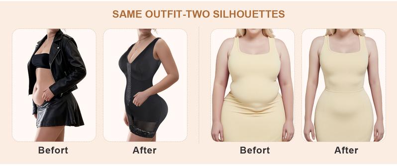 EOMENIE Women's Fajas Colombianas Shapewear Tummy Control Full Shapewear Butt Lifter with Zipper Crotch Hooks & Eyes Closure Anti-Roll Silicone Strips Adjustable Fit