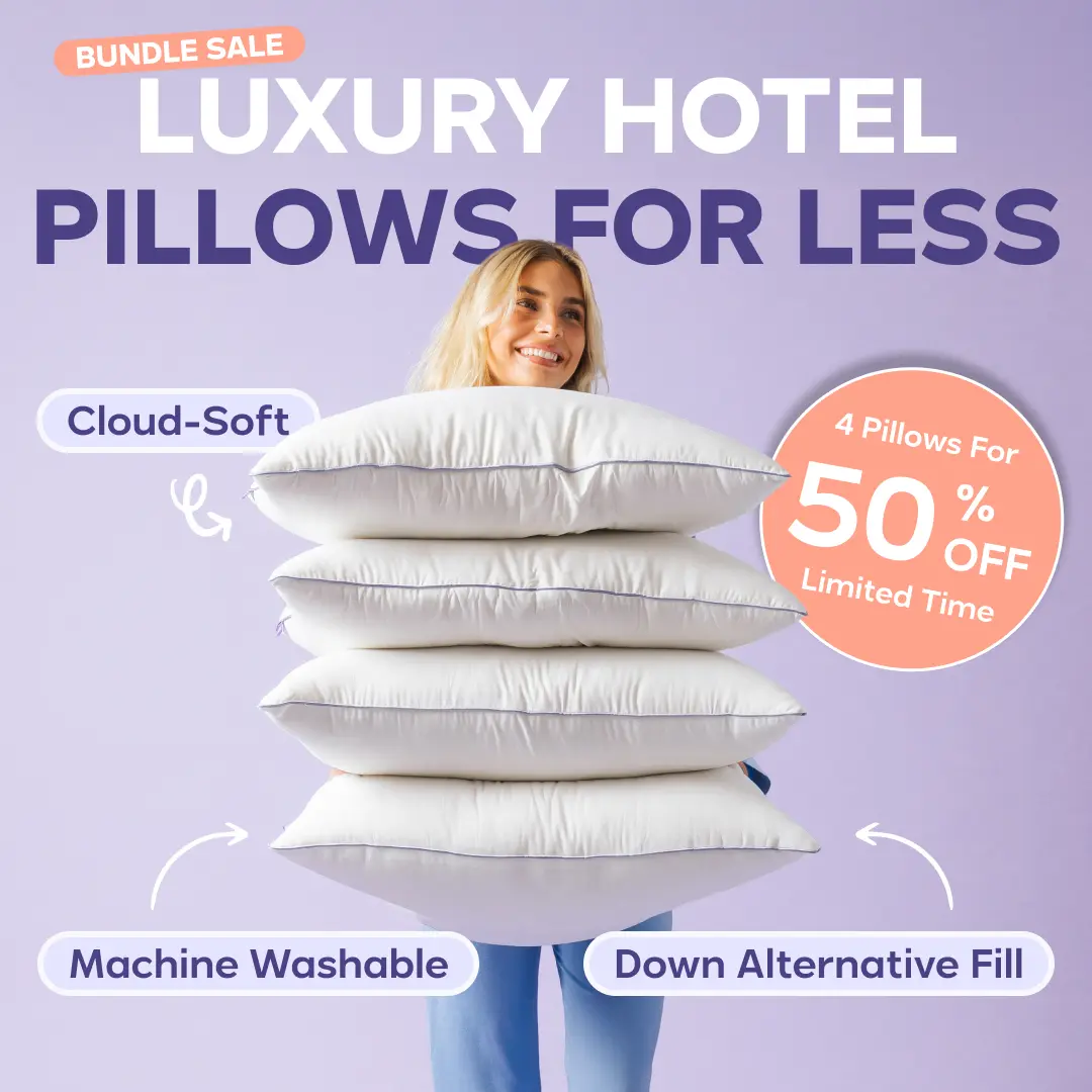 Mellow Sleep | 4-Pack | Hotel Pillow Waterproof & Stain-Resistant Cloud-Soft Hypoallergenic Machine Washable Best Pillow of 2025