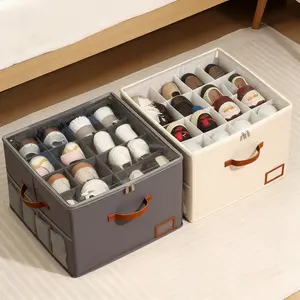 UFORU Closet Shoe Organizer, Fabric Storage Boxes with Clear Lids, Adjustable Dividers for Custom Storage, Collapsible Space-Saving Bins, Holds 8-16 Pairs - Perfect for Back-to-School Season