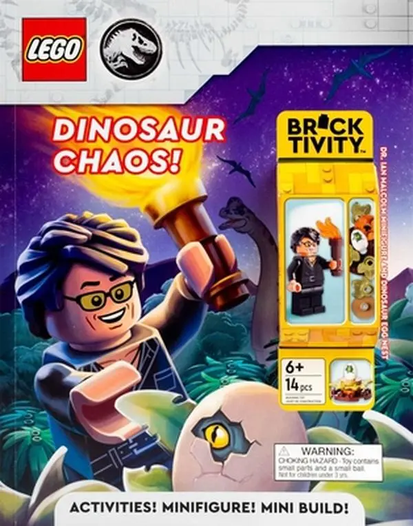 Lego Jurassic World: Dinosaur Chaos! Children's Activity Book - Ameet Publishing, Studio Fun International, English, Soft Cover, 32 Pages, 10.7"h x 8.3"l x 0.3"w, 0.35 lbs, Build Your Own Minifigure, Dr. Ian Dinosaur Fun