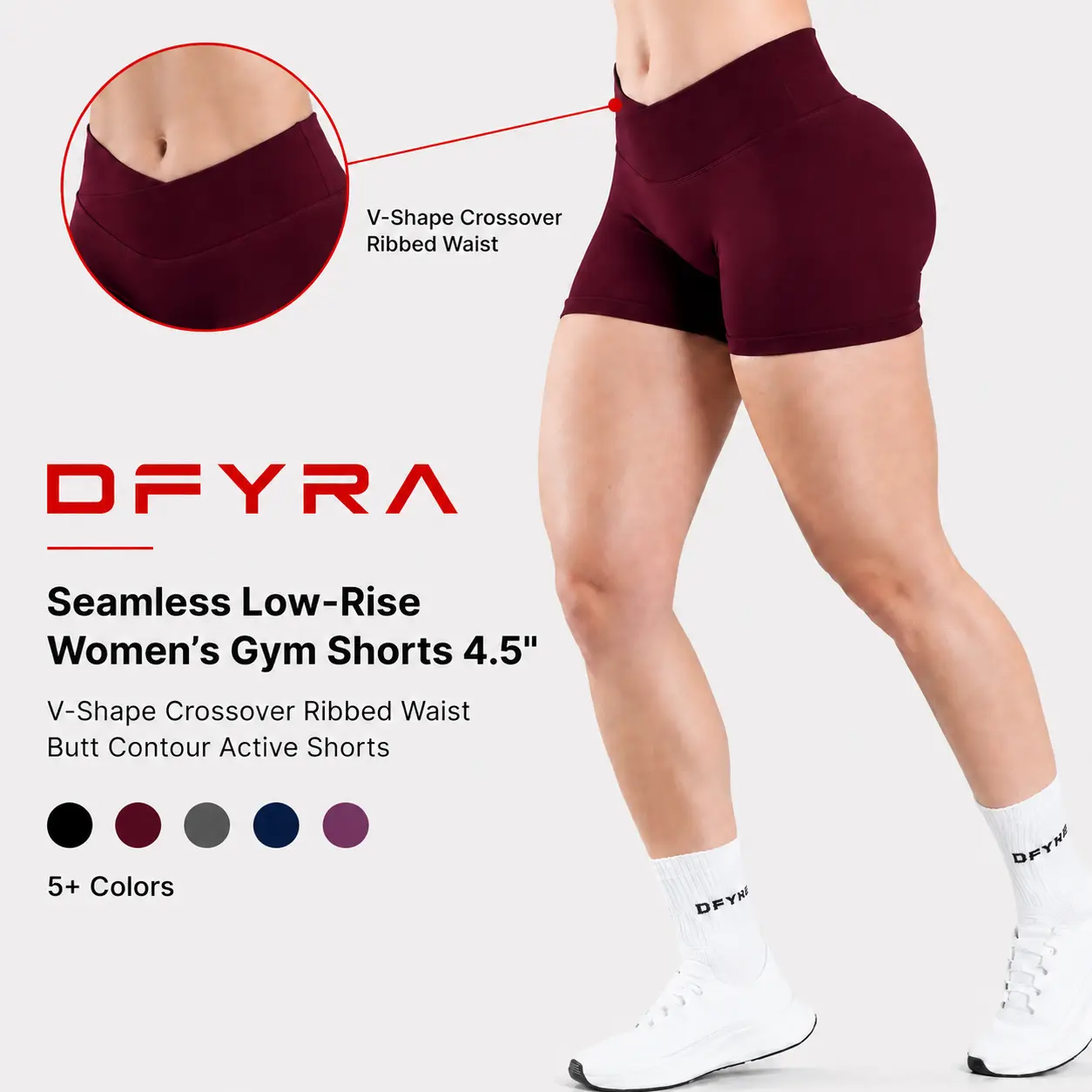 (With logo) DF Impact Performance Female Track Shorts - 4.5" Stretch Nylon, Subtle Glute Contour, Low Ribbed Band, Sporty Chic, Universal Fit