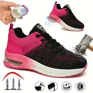 1 Pair Women's Safety Shoes With Steel Toe Cap, Anti-smashing And Anti-stabbing, Lightweight And Comfortable Work Shoes, Fashionable And Casual Labor Protection Shoes Footwear Closed