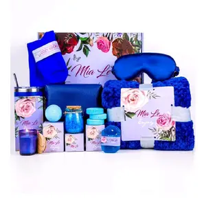Luxury Spa Gift Basket Set – 16 Pcs Bath Set with Bath Bombs, Body Lotion, Shower Gel & More – Relaxing Gifts for Women & Men – Perfect for Birthday, Christmas, Thank You & Bridal Shower(Royal Blue