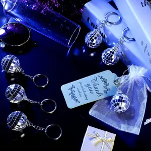 12 Pieces Disco Ball Keychain, Mini Silver Disco Ball Keychains, Party Favors and Supplies for Decorations
