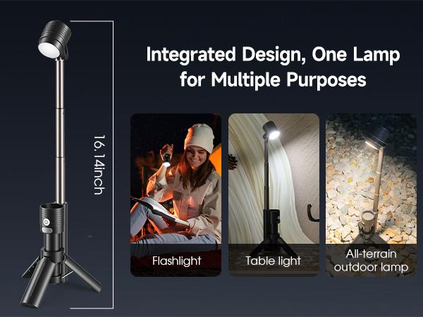 AsFrost Flashlight Mini Camping Lights, 180° Magnetic LED Flip with Tripod, Power Bank, Dual Color Modes, Waterproof, 8-Light Mode, 4500mAh Rechargeable Hiking Flashlight for Camping, Desk, or Emergency Use, Gift for Men Women Outdoor Enthusiasts