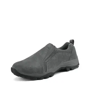 NORTIV 8 Men's Casual Slip-On Loafers - Round Toe, Leather Panels, Anti-Slip Rubber Outsole, Comfortable, Breathable, Elastic, Flat Foam Walking Shoes
