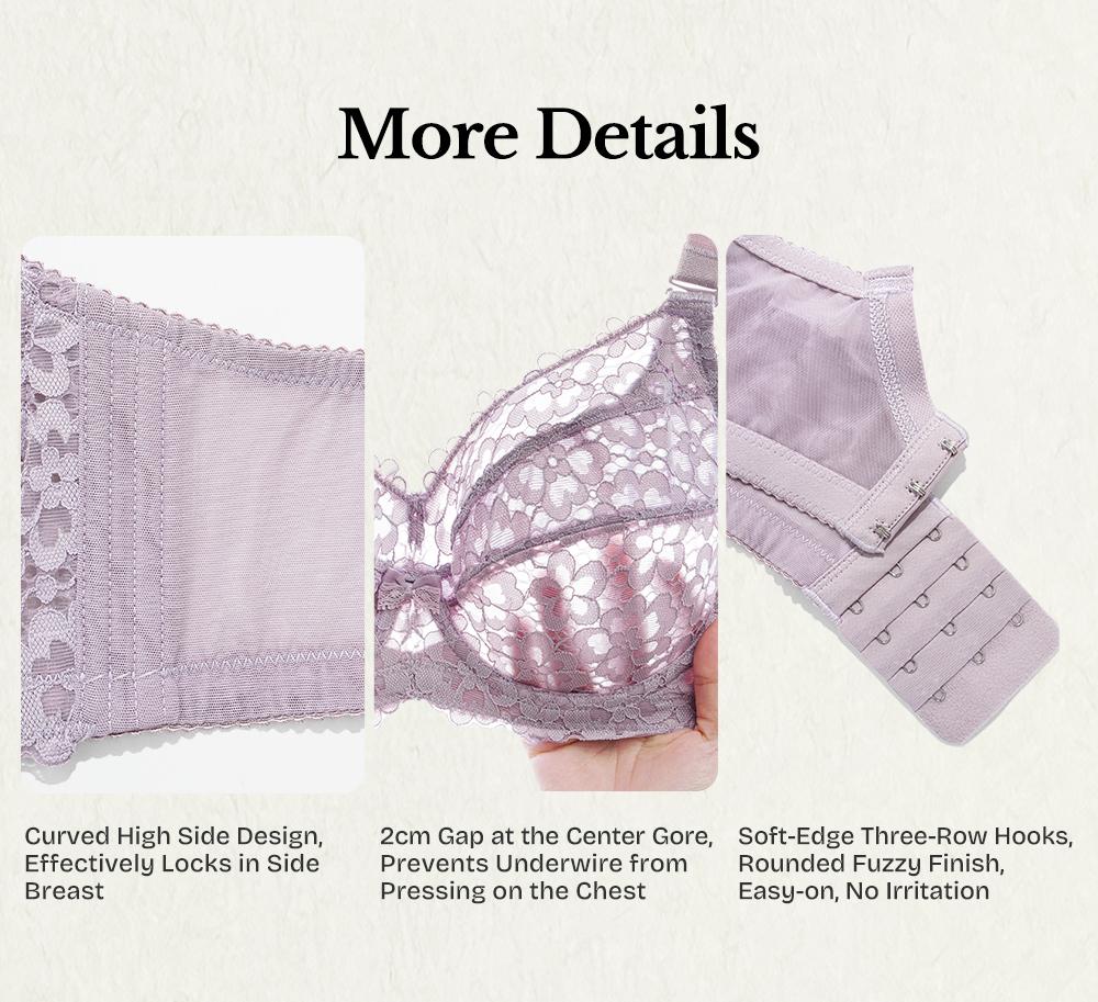 Lacsper Jasmine Plus Size Lace Bra with Special Lace Detailing Unlined Non-Padded Full Coverage Comfortable Supportive All Day SpringStatements