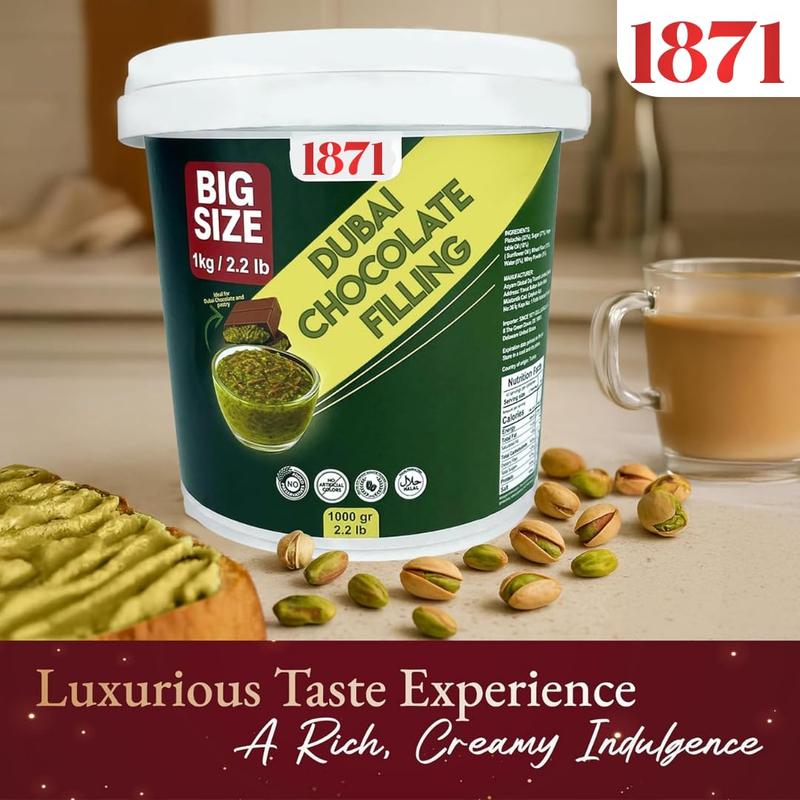 Dubai Chocolate Filling 2.2 Lb / 1 Kg Pistachio Cream with Crispy Kadayif | Middle Eastern Gourmet Dessert Best Ingredient For Dubai Chocolate | Rich, Crunchy & Decadent Treat (2.2 lb / 1 Kg)
