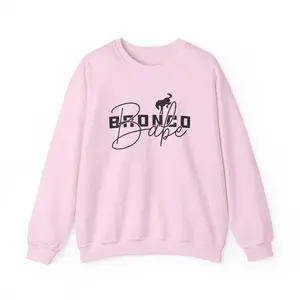 Bronco Babe Sweatshirt - Women's Western Crewneck Pullover, Cute Pink Country Girl Top, Rodeo Aesthetic Fashion, Soft Cozy Jumper Gift for Her