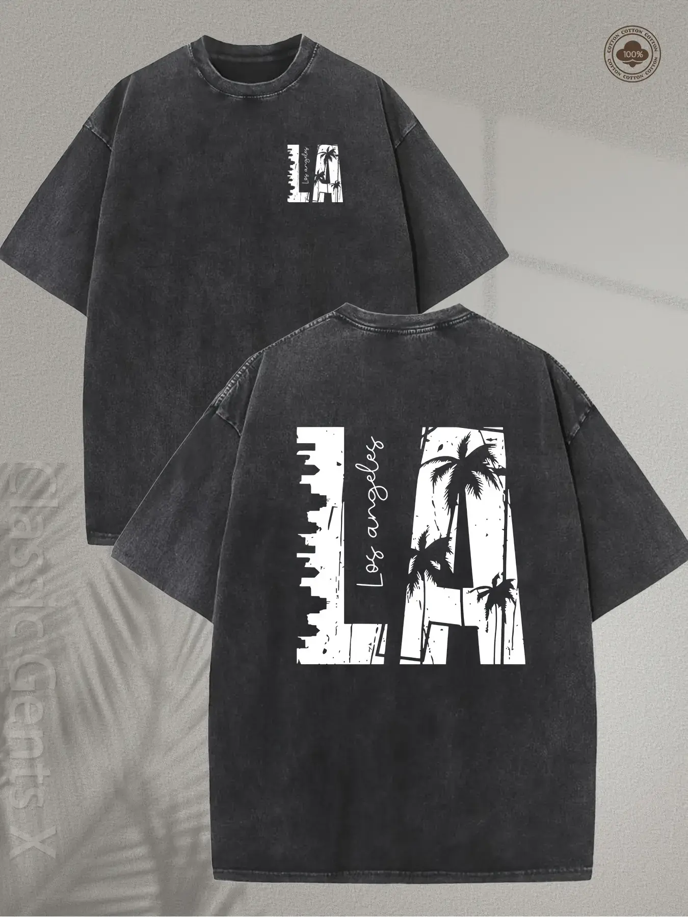 valentine shirts Men's Vintage Palm Tree Graphic T-Shirt - 230GSM Heavy Washed Cotton Short Sleeve Shirt, Double-Sided Retro California Beach Design for Streetwear, Outdoor & Travel, Loose Fit Casual Tee Tropical Distressed Menswear Tshirt