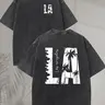 Men's Vintage Tropical Menswear T-Shirt - 230GSM Heavy Washed Distressed Cotton Short Sleeve Tops, Double-Sided Retro California Beach Design, Loose Fit All Seasons Casual Streetwear (Heavy 230GSM Feel)