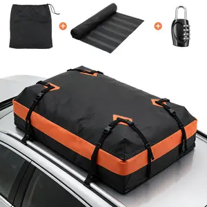 Waterproof Roof Top Cargo Carrier 20 Cubic Feet, Soft Shell Car Roof Bag for Family Travel Camping Road Trip, Fits All Vehicles No Roof Rack Needed, Foldable with Lock Kit