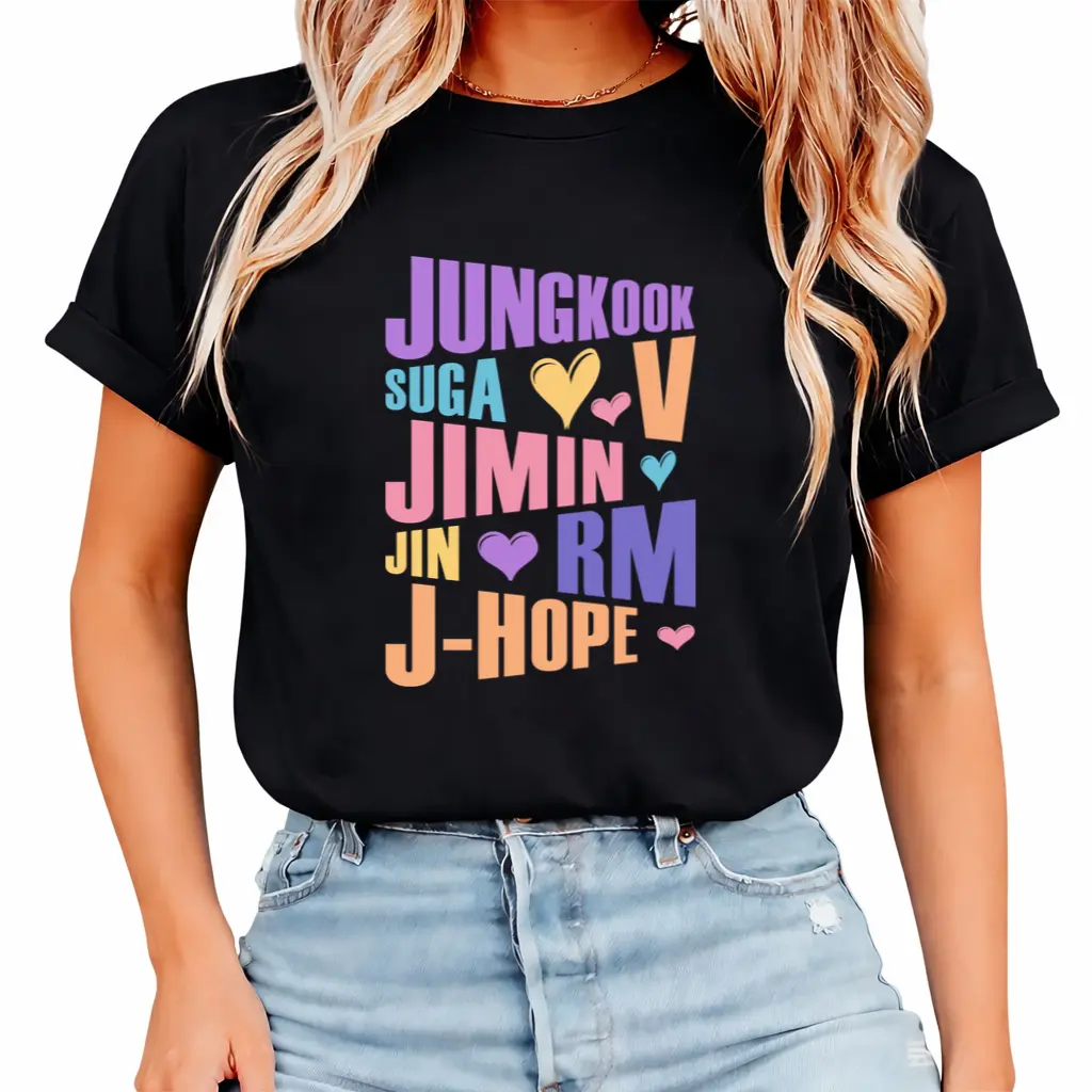 Kpop Printed Men's and Women's T Shirt Jungkook Jimin V J-Hope Rm Jin Short-Sleeved Casual Fashion Top Y2k Top  Women Clothing