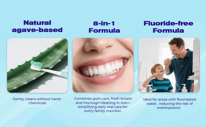 OCCOTAPS Agave Natural Herbal Toothpaste | Blue Agave Extract | Whitens Teeth & Strengthens Enamel |Fluoride-Free | Probiotics + Mint | With Niacinamide