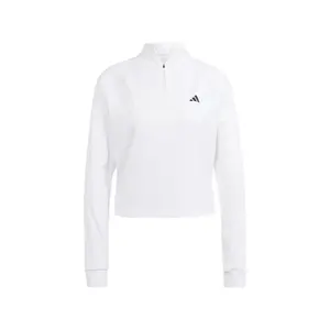 adidas Womens Train Essentials Minimal Branding Quarter Zip Training Casual Tops Casual - White
