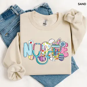 Gildan Easter Nurse Gift Sweatshirt, Bunny Nurse Sweatshirt, Peeps Nurse Sweater, Easter Nurse Gift, Nurse Easter Sweater, Easter Gift For Nurse