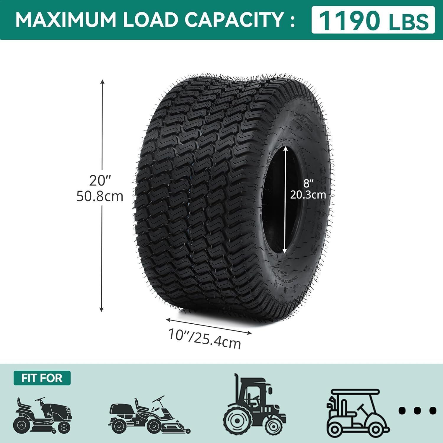 YITAMOTOR 20x10-8 Lawn Mower Tires, Suitable for Lawnmowers, Motorcycles, Garden Tractors, Golf Carts, and Farm Equipment, 4Ply, Set of 2 YITAMOTOR 20x10-8 Lawn Mower Tires, Suitable for Lawnmowers, Motorcycles, Garden Tractors, Golf Carts, and Farm Equipment, 4Ply, Set of 2